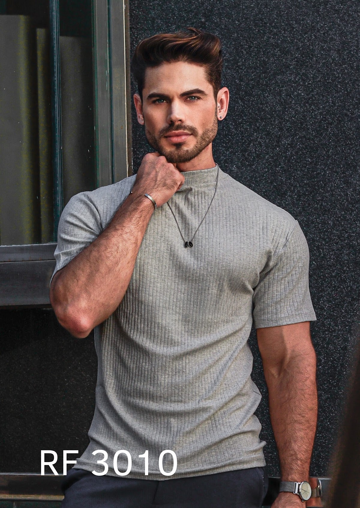 Camiseta canelada masculina — RF 3010