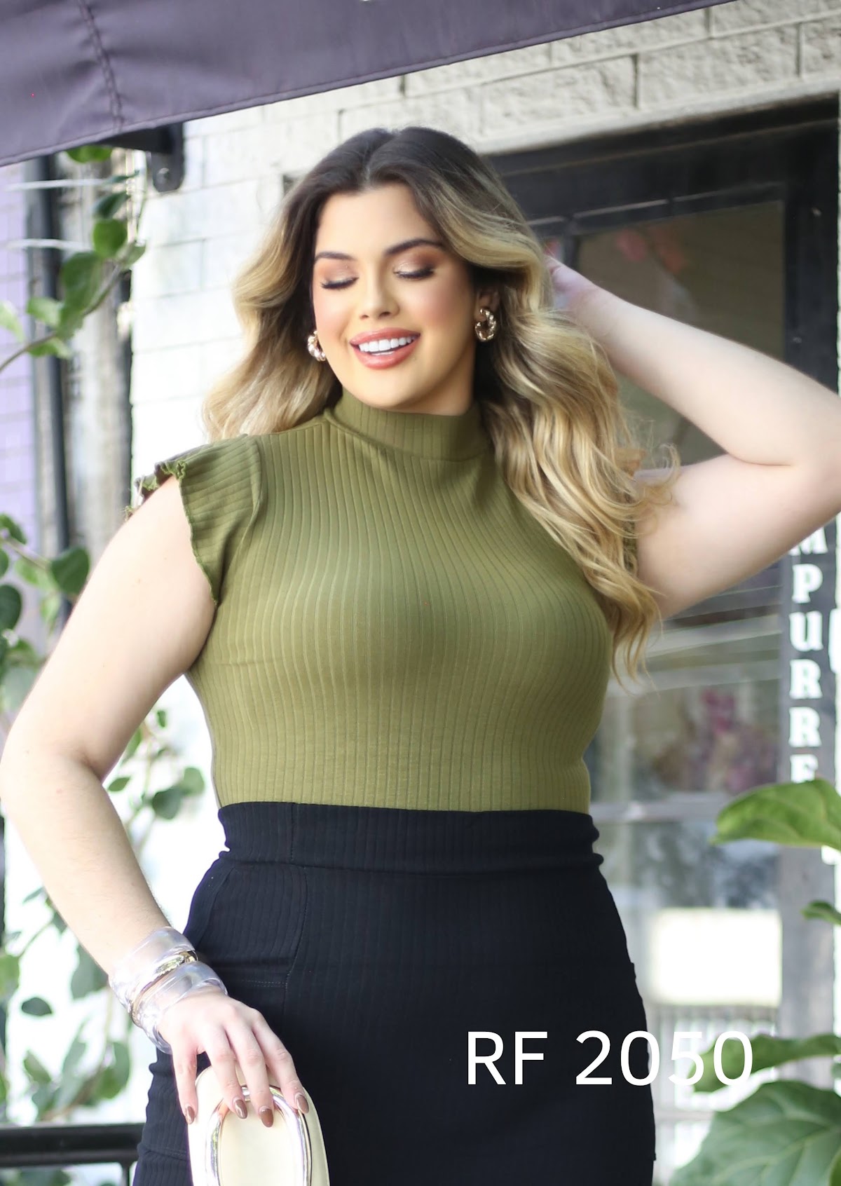 Cropped canelado Plus Size — RF 2050