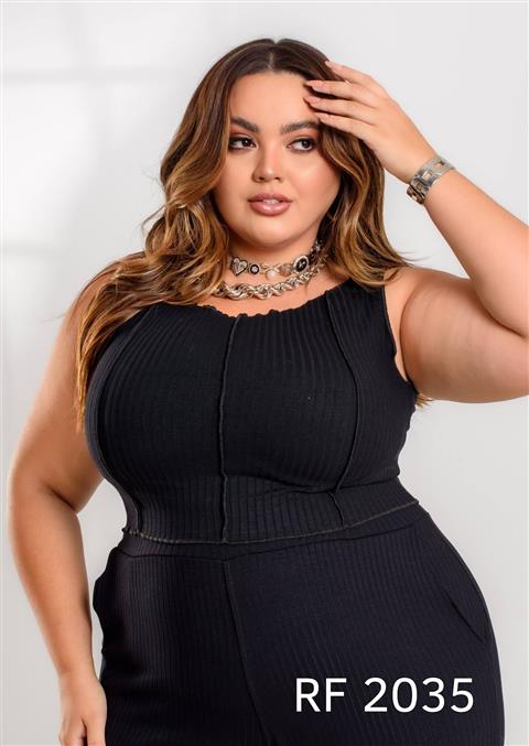 Cropped canelado Plus Size — RF 2035