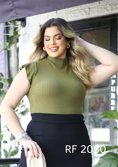 Cropped canelado Plus Size — RF 2050
