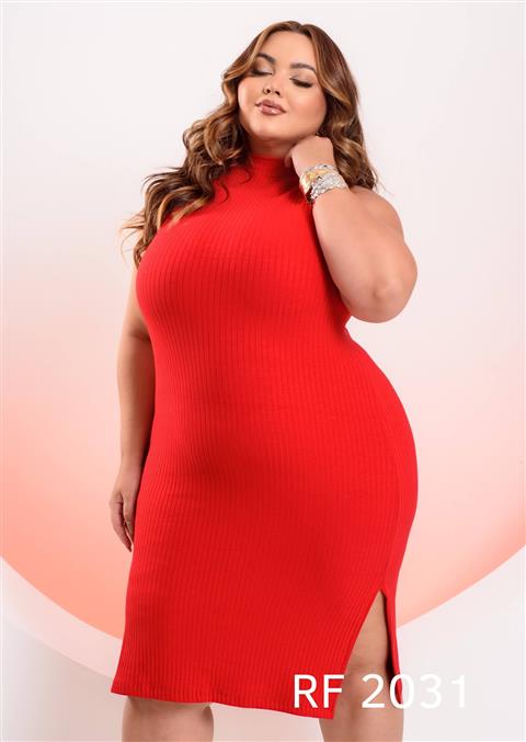 Vestido canelado Plus Size — RF 2031