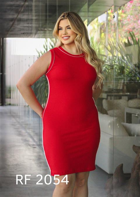 Vestido canelado Plus Size — RF 2054