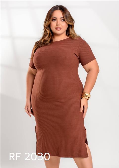 Vestido canelado Plus Size — RF 2030