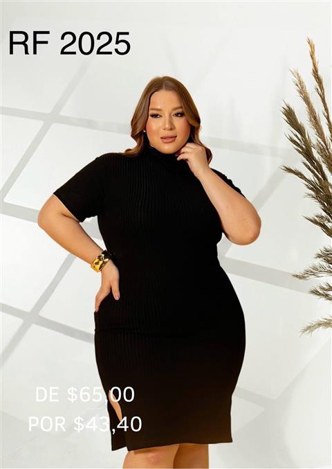 Vestido Plus Size com gola alta — RF 2025